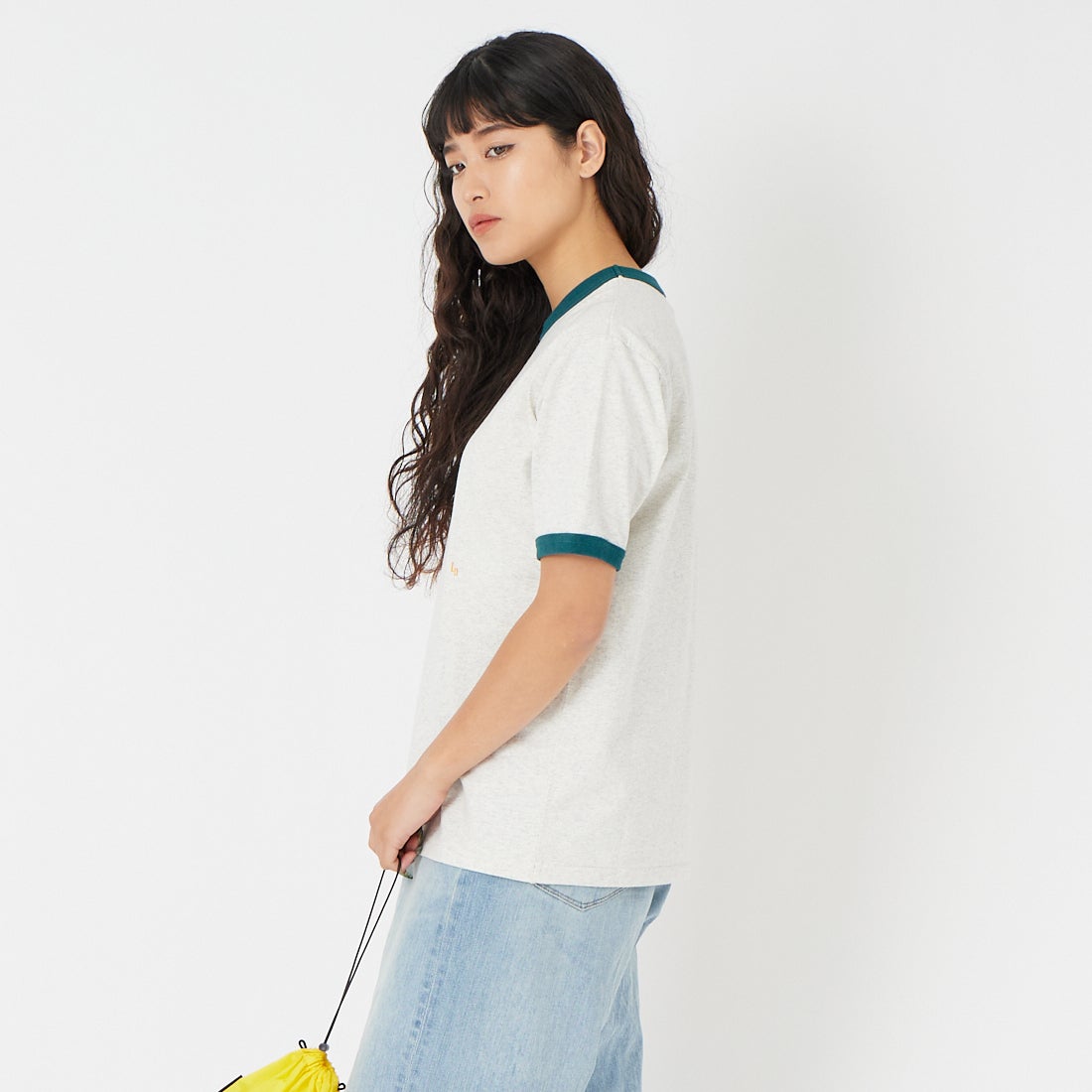 L.L.BEAN [エルエルビーン] モリル ショートスリーブ リンガー Tシャツ [6275-4142] 28 OATMEAL &&モデル身長：162cm 着用サイズ：M&&