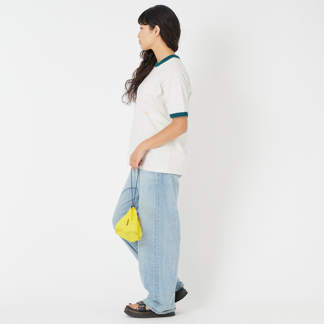 L.L.BEAN [エルエルビーン] モリル ショートスリーブ リンガー Tシャツ [6275-4142] 28 OATMEAL &&モデル身長：162cm 着用サイズ：M&&