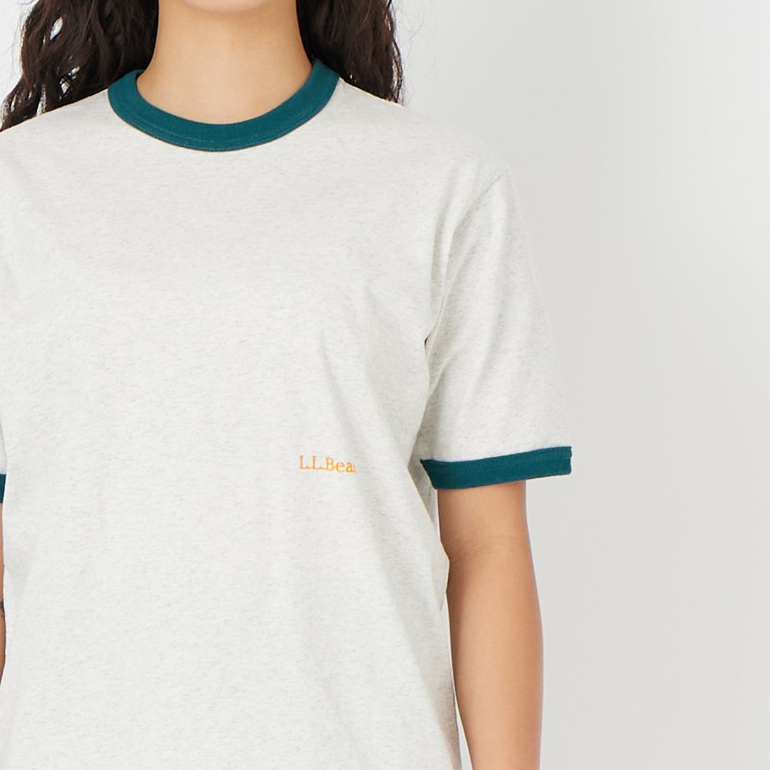 L.L.BEAN [エルエルビーン] モリル ショートスリーブ リンガー Tシャツ [6275-4142] 28 OATMEAL &&モデル身長：162cm 着用サイズ：M&&