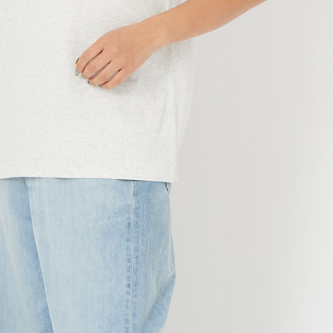 L.L.BEAN [エルエルビーン] モリル ショートスリーブ リンガー Tシャツ [6275-4142] 28 OATMEAL &&モデル身長：162cm 着用サイズ：M&&