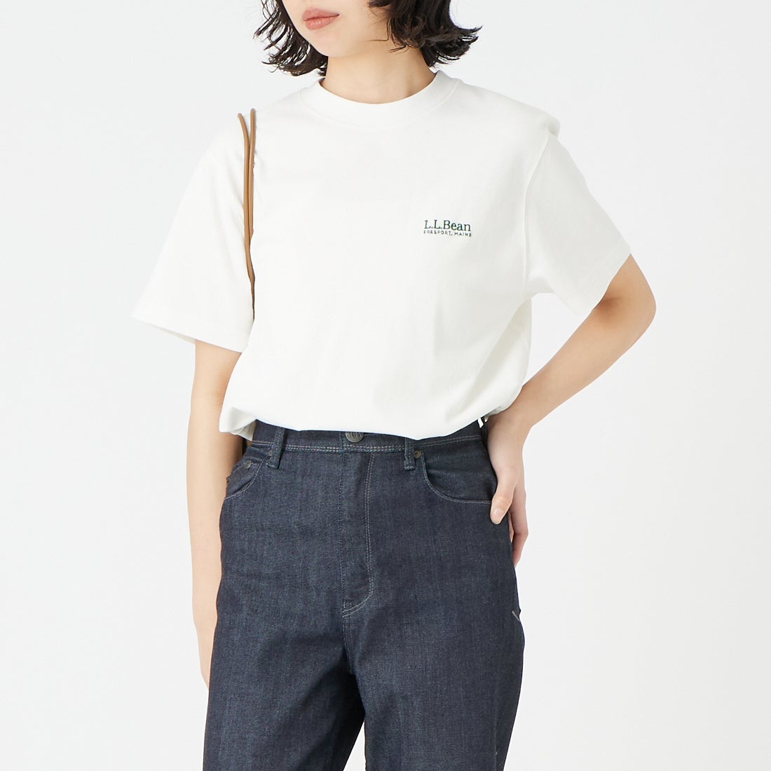 L.L.BEAN [エルエルビーン] ユニオン ショートスリーブ Tシャツ [6275-4135] 09 WHITE &&モデル身長：162cm 着用サイズ：M&&