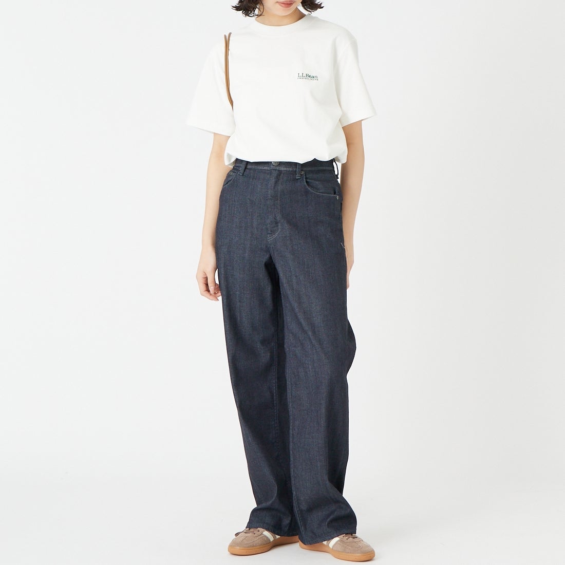 L.L.BEAN [エルエルビーン] ユニオン ショートスリーブ Tシャツ [6275-4135] 09 WHITE &&モデル身長：162cm 着用サイズ：M&&