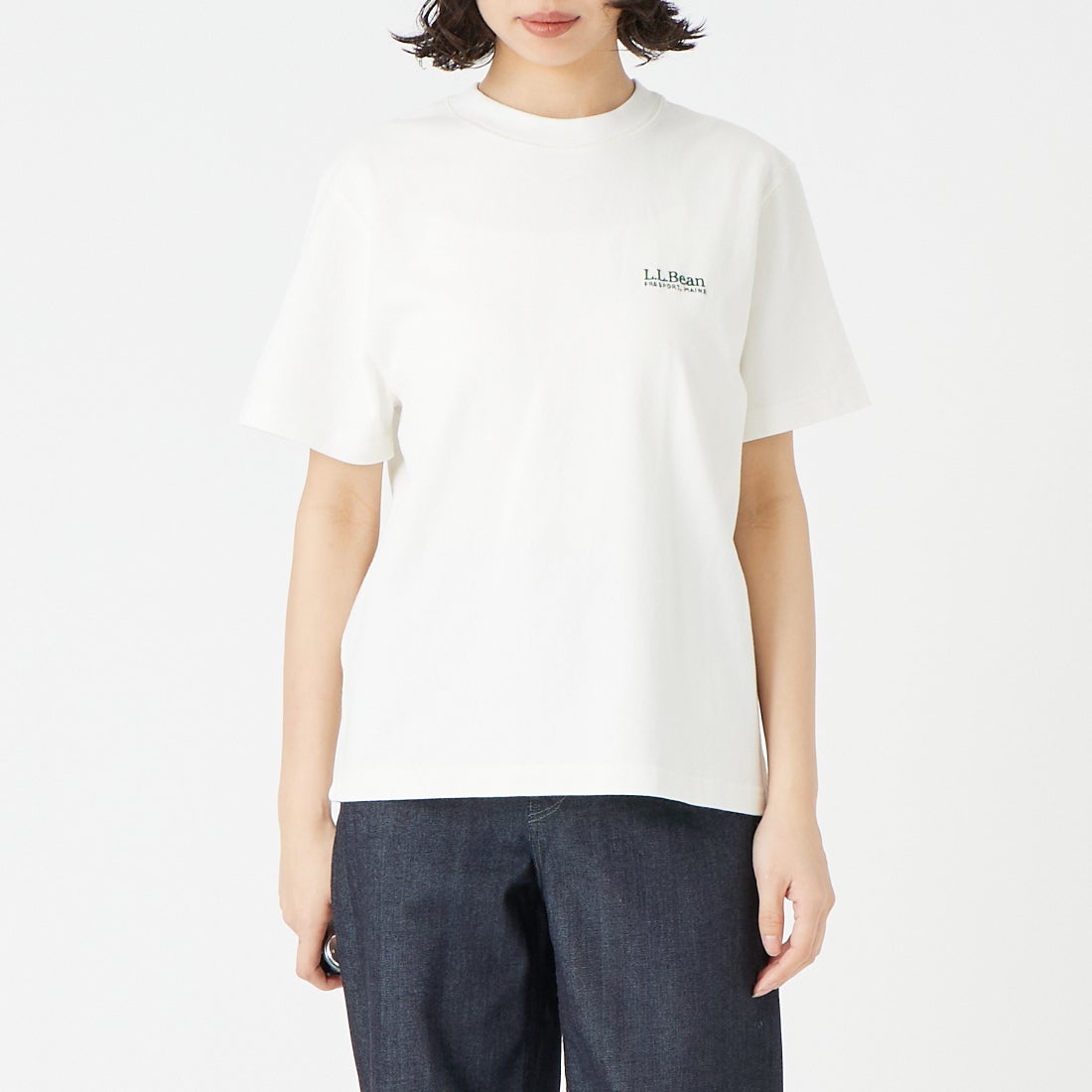 L.L.BEAN [エルエルビーン] ユニオン ショートスリーブ Tシャツ [6275-4135] 09 WHITE &&モデル身長：162cm 着用サイズ：M&&