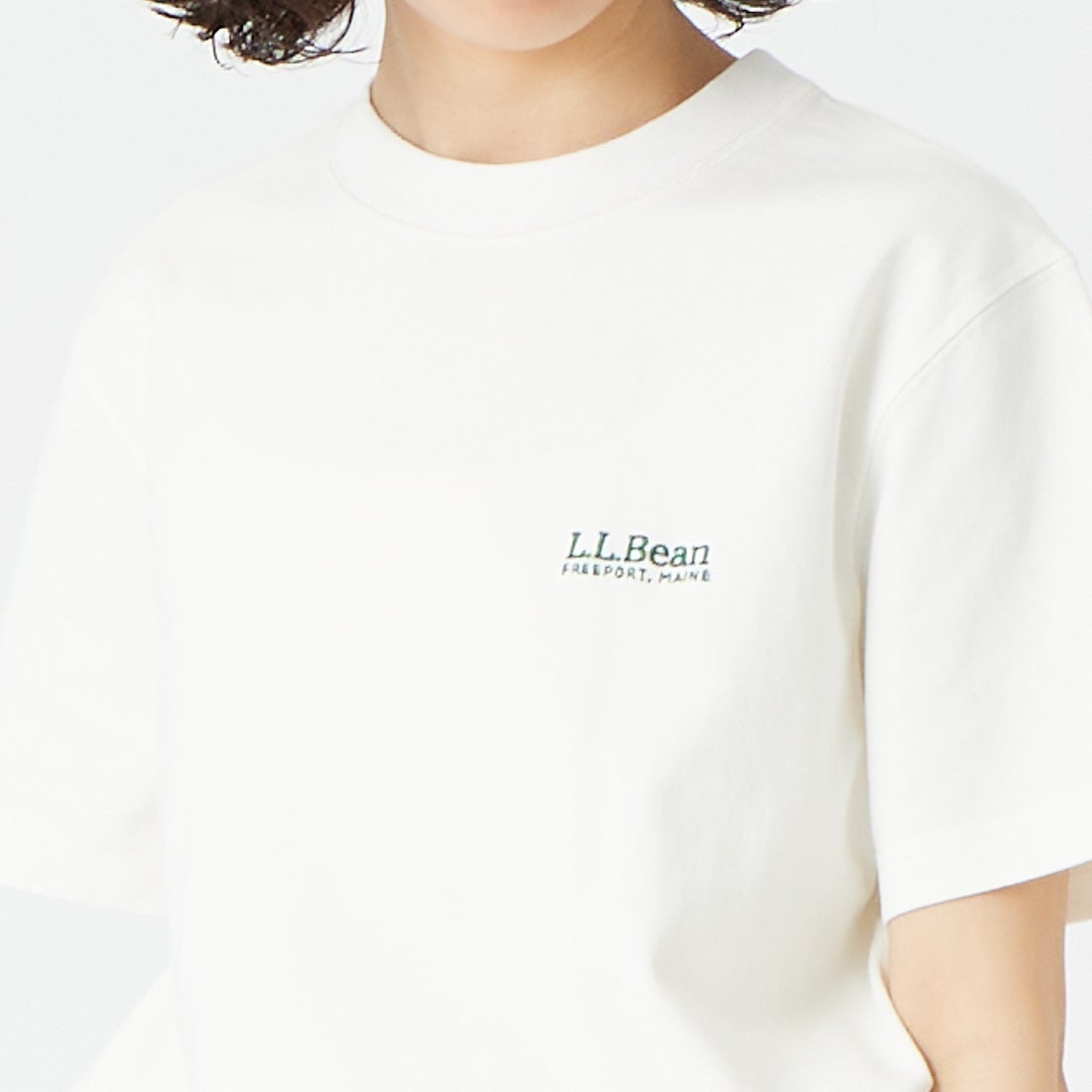 L.L.BEAN [エルエルビーン] ユニオン ショートスリーブ Tシャツ [6275-4135] 09 WHITE &&モデル身長：162cm 着用サイズ：M&&