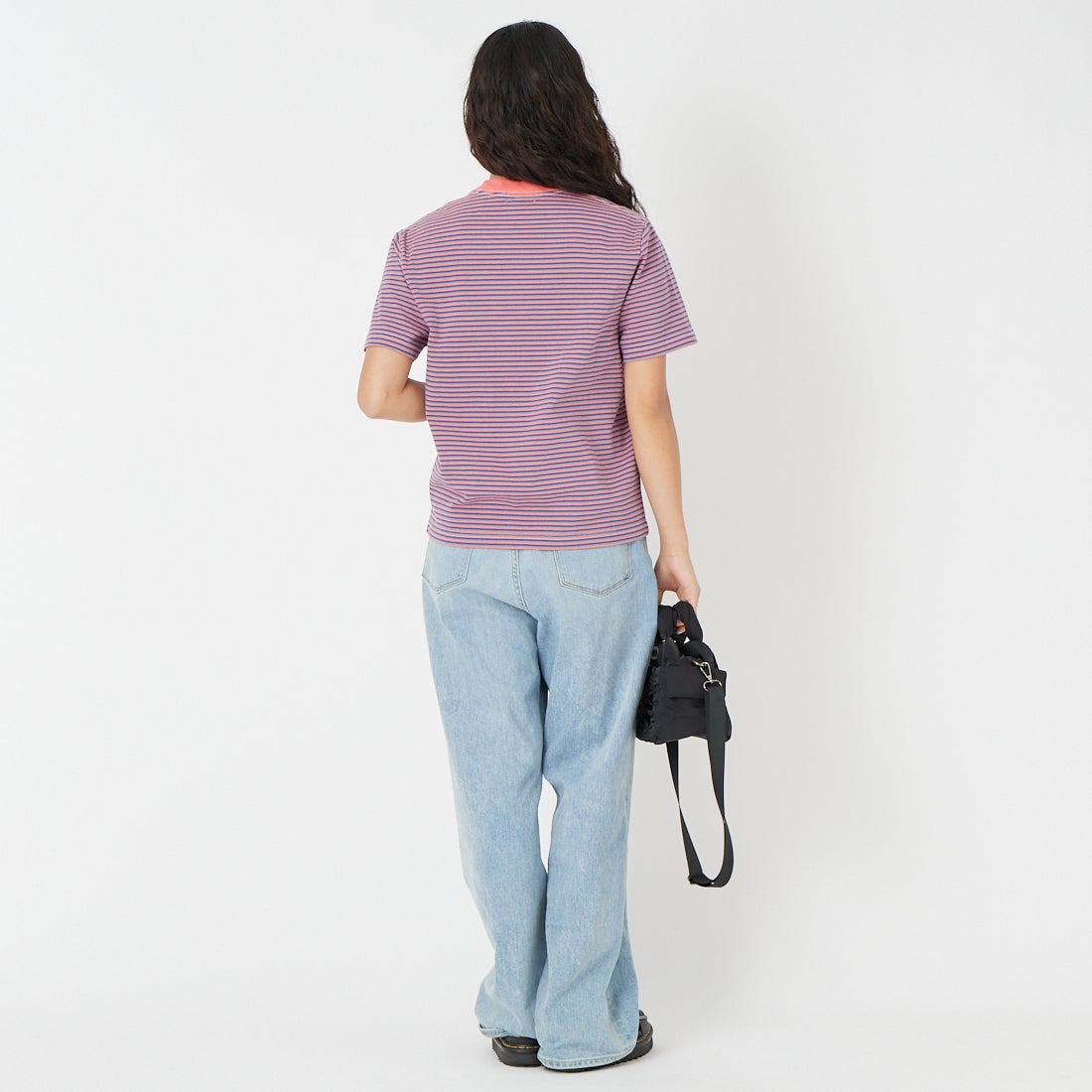 L.L.BEAN [エルエルビーン] ユニオン ショートスリーブ ストライプ Tシャツ [6275-4136] 95 CORAL/D &&モデル身長：162cm 着用サイズ：M&&