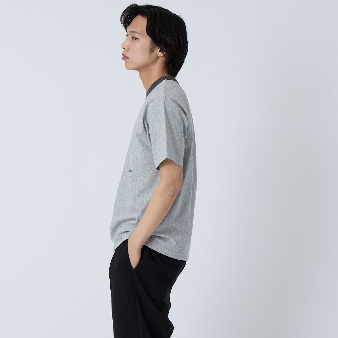 L.L.BEAN [エルエルビーン] モリル ショートスリーブ リンガー Tシャツ [6275-4042] 29 TOPGREY &&モデル身長：179cm 着用サイズ：S&&