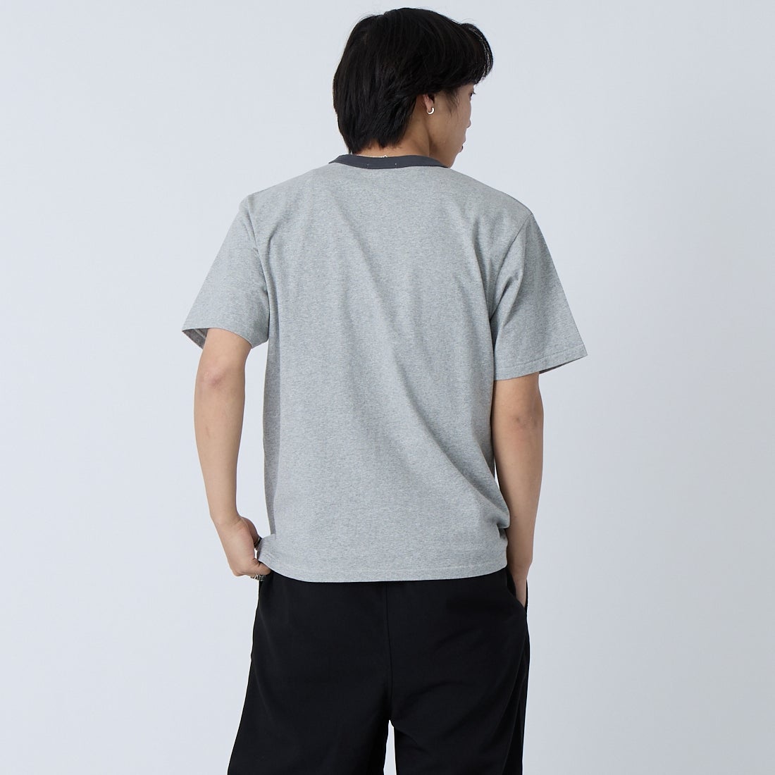 L.L.BEAN [エルエルビーン] モリル ショートスリーブ リンガー Tシャツ [6275-4042] 29 TOPGREY &&モデル身長：179cm 着用サイズ：S&&