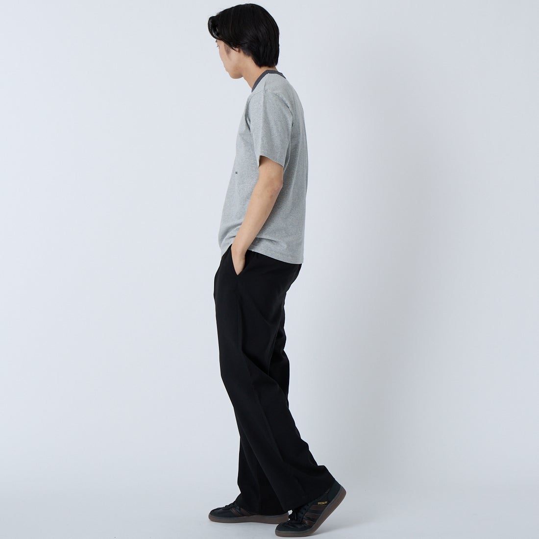 L.L.BEAN [エルエルビーン] モリル ショートスリーブ リンガー Tシャツ [6275-4042] 29 TOPGREY &&モデル身長：179cm 着用サイズ：S&&