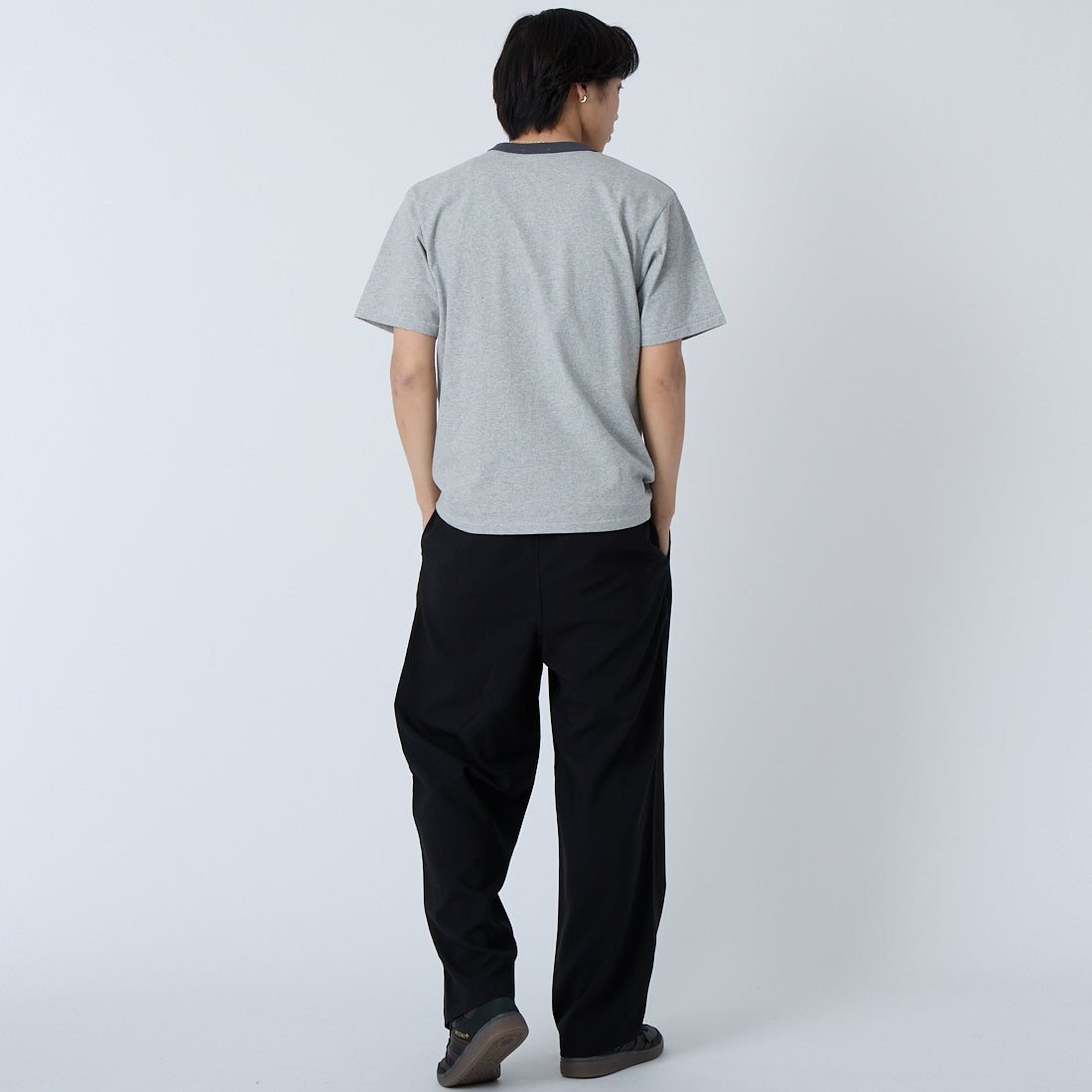 L.L.BEAN [エルエルビーン] モリル ショートスリーブ リンガー Tシャツ [6275-4042] 29 TOPGREY &&モデル身長：179cm 着用サイズ：S&&