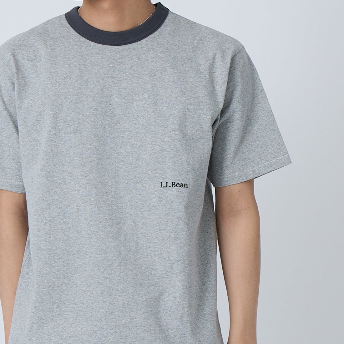 L.L.BEAN [エルエルビーン] モリル ショートスリーブ リンガー Tシャツ [6275-4042] 29 TOPGREY &&モデル身長：179cm 着用サイズ：S&&