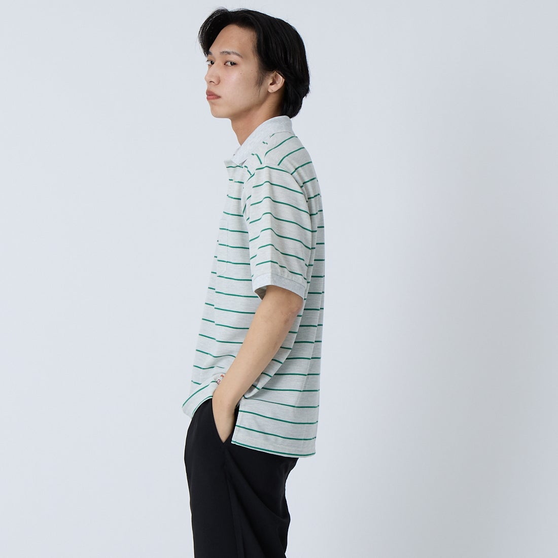 L.L.BEAN [エルエルビーン] トロイ ショートスリーブ ポロシャツ [6275-4038] 90 BIRCH/G &&モデル身長：179cm 着用サイズ：M&&