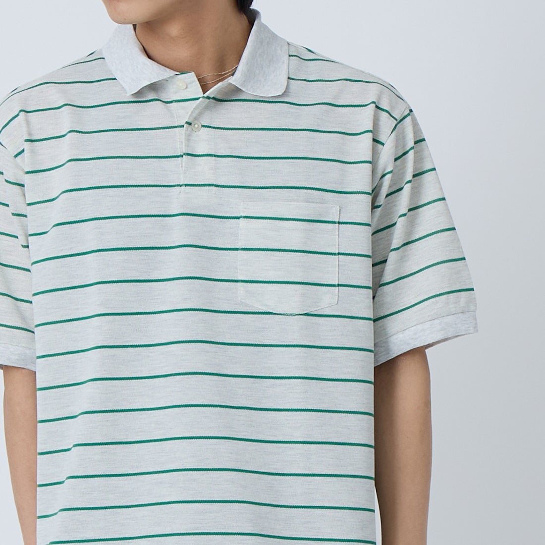 L.L.BEAN [エルエルビーン] トロイ ショートスリーブ ポロシャツ [6275-4038] 90 BIRCH/G &&モデル身長：179cm 着用サイズ：M&&