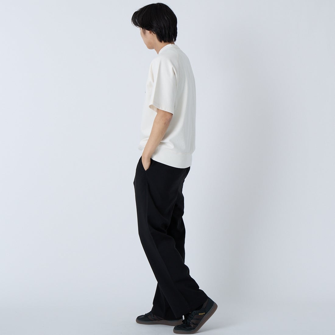 L.L.BEAN [エルエルビーン] ポーテージ ショートスリーブ スウェットシャツ [6275-4034] 28 IVORY &&モデル身長：179cm 着用サイズ：M&&
