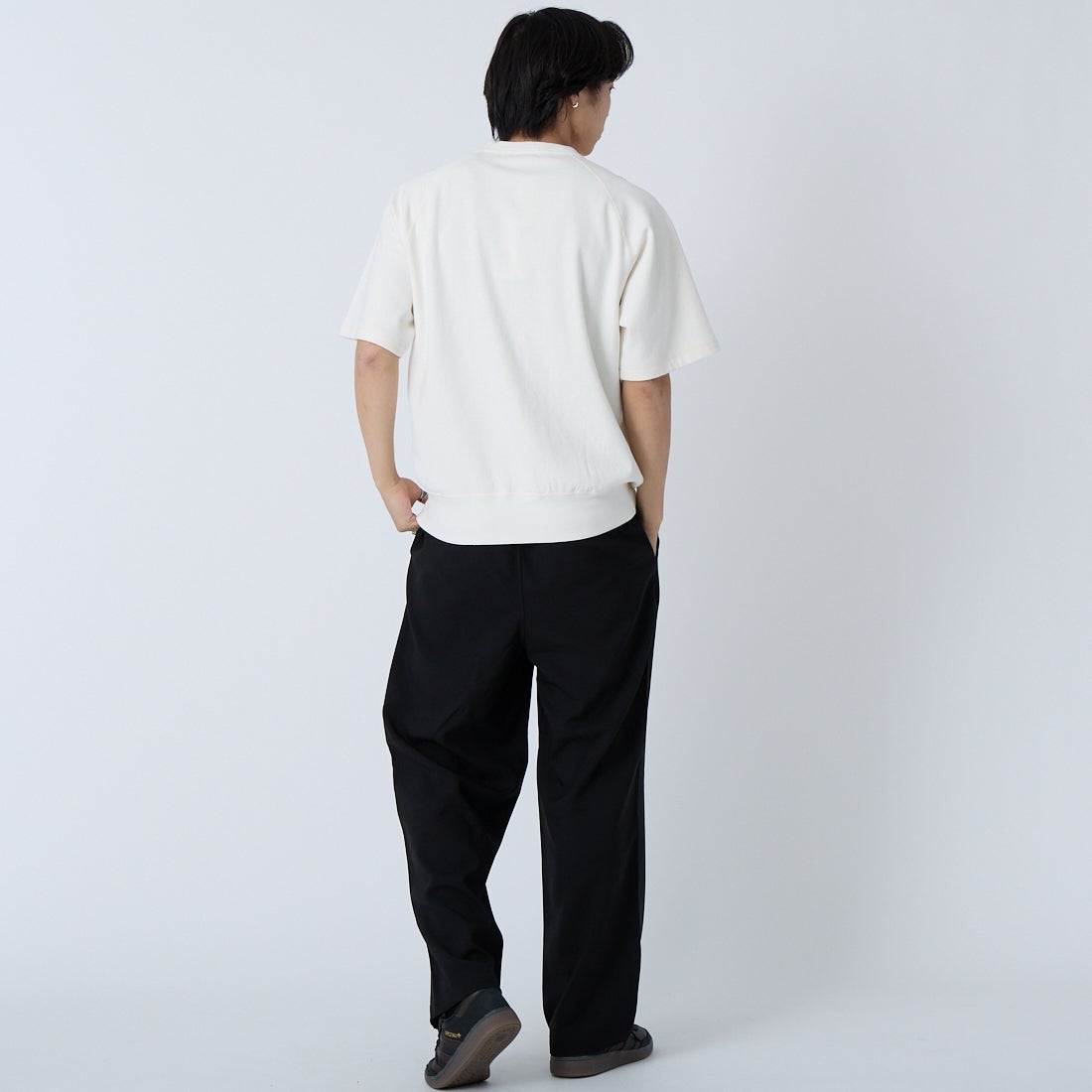 L.L.BEAN [エルエルビーン] ポーテージ ショートスリーブ スウェットシャツ [6275-4034] 28 IVORY &&モデル身長：179cm 着用サイズ：M&&