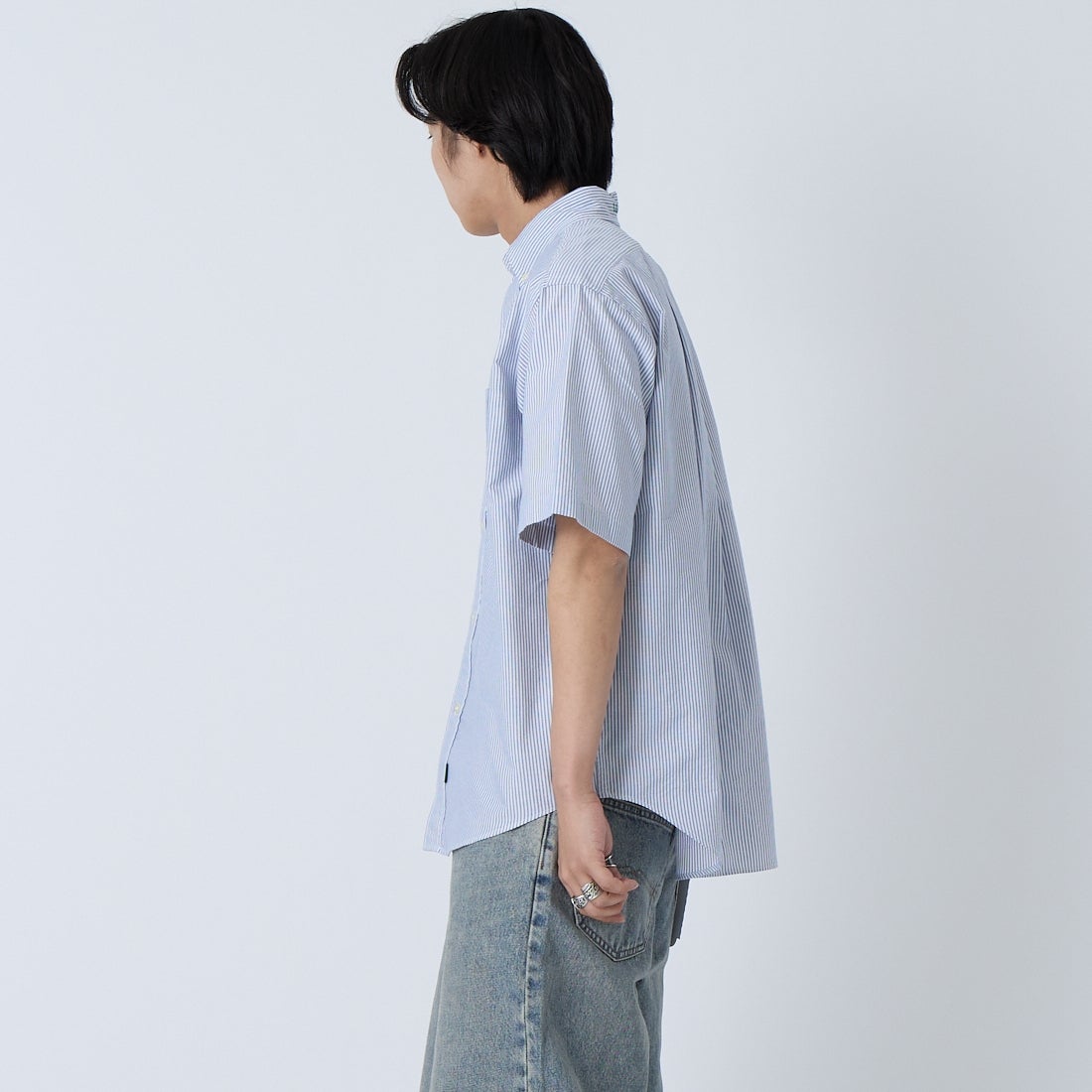 L.L.BEAN [エルエルビーン] オロノ ショートスリーブ シャツ [6275-4033] 90 NAVY/WH &&モデル身長：179cm 着用サイズ：M&&