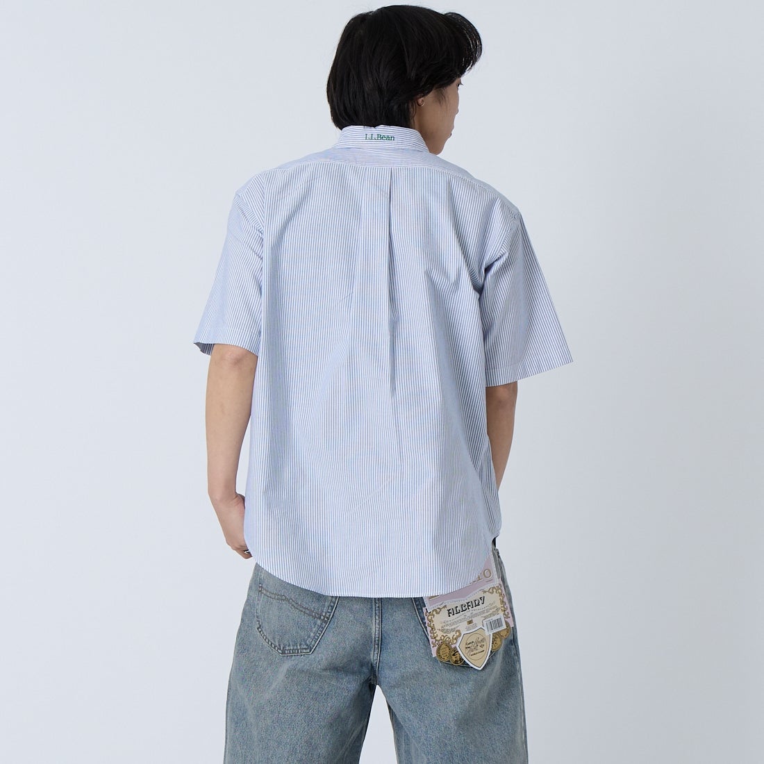 L.L.BEAN [エルエルビーン] オロノ ショートスリーブ シャツ [6275-4033] 90 NAVY/WH &&モデル身長：179cm 着用サイズ：M&&