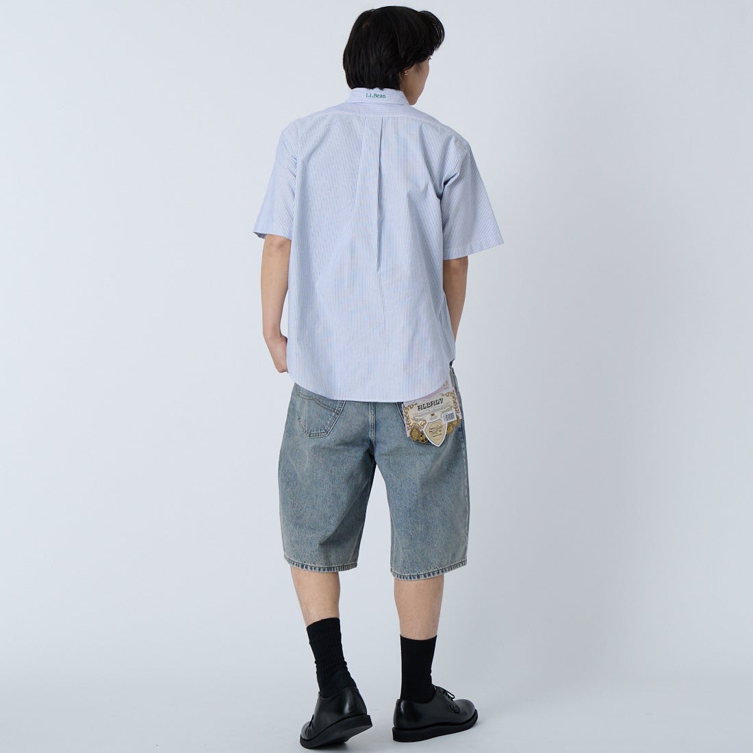 L.L.BEAN [エルエルビーン] オロノ ショートスリーブ シャツ [6275-4033] 90 NAVY/WH &&モデル身長：179cm 着用サイズ：M&&