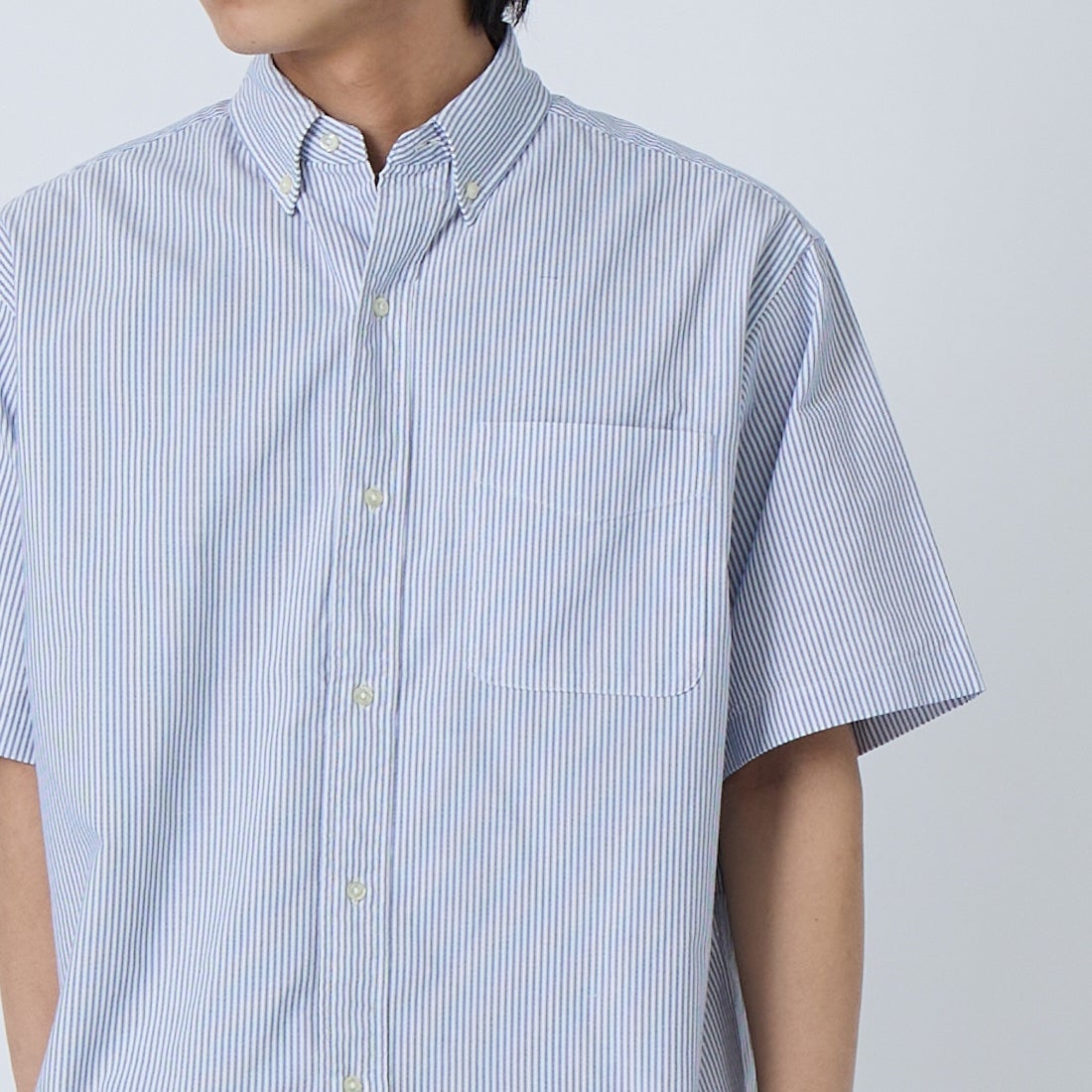 L.L.BEAN [エルエルビーン] オロノ ショートスリーブ シャツ [6275-4033] 90 NAVY/WH &&モデル身長：179cm 着用サイズ：M&&