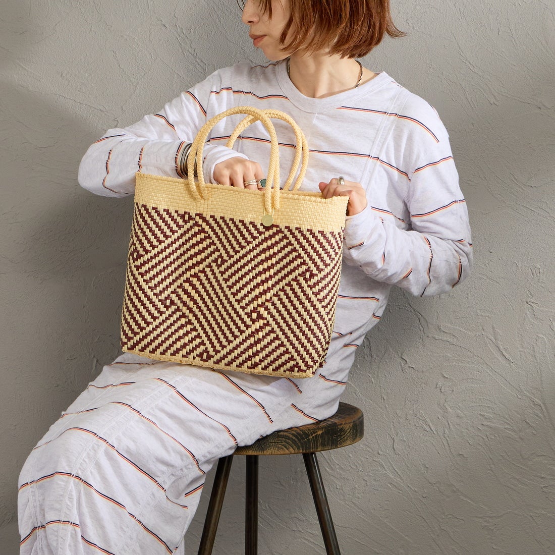 Letra [レトラ] メルカドバッグ (S) TAPETE [610725069] DK RED/CRM