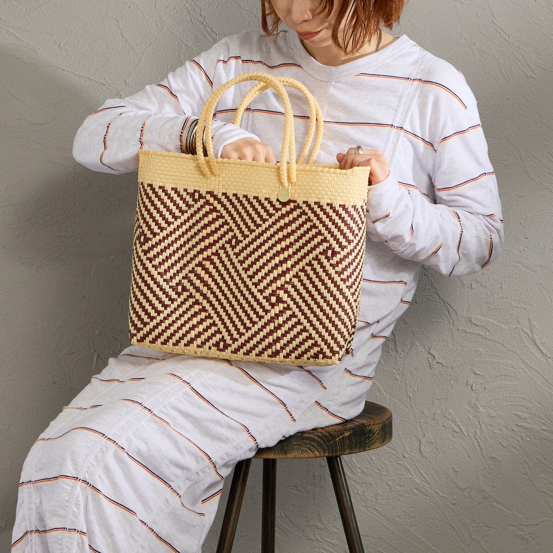 Letra [レトラ] メルカドバッグ (S) TAPETE [610725069] DK RED/CRM