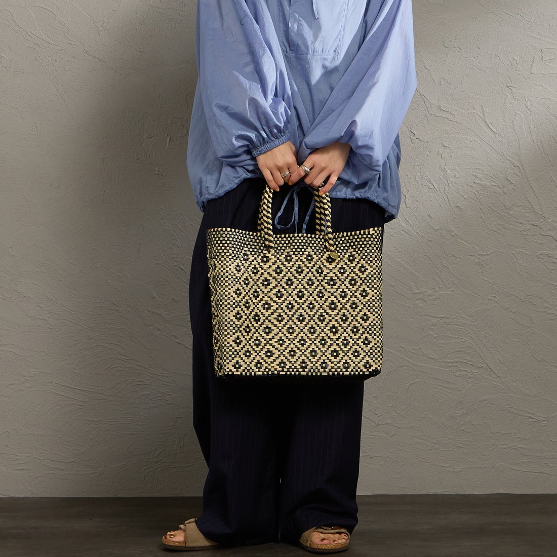 Letra [レトラ] メルカドバッグ (S) ROMBO [610720449] BLK/CRE S