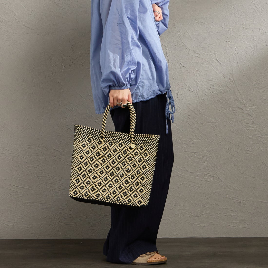 Letra [レトラ] メルカドバッグ (S) ROMBO [610720449] BLK/CRE S