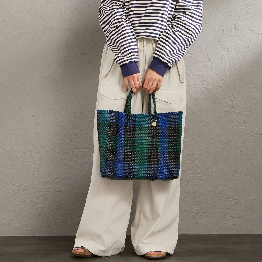 Letra [レトラ] メルカドバッグ (S) 3COLORS CHECK [610721001] BLK/DK GRN