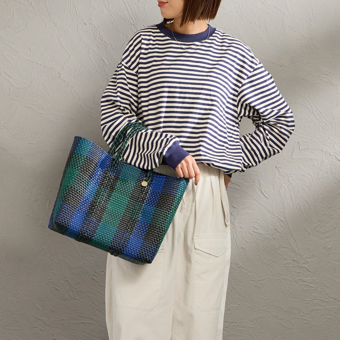 Letra [レトラ] メルカドバッグ (S) 3COLORS CHECK [610721001] BLK/DK GRN