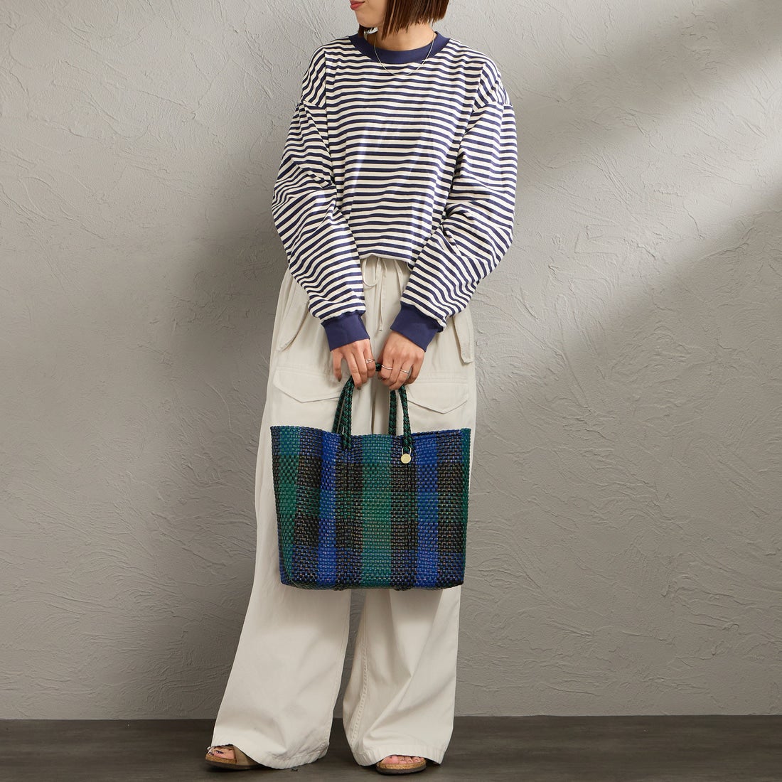 Letra [レトラ] メルカドバッグ (S) 3COLORS CHECK [610721001] BLK/DK GRN