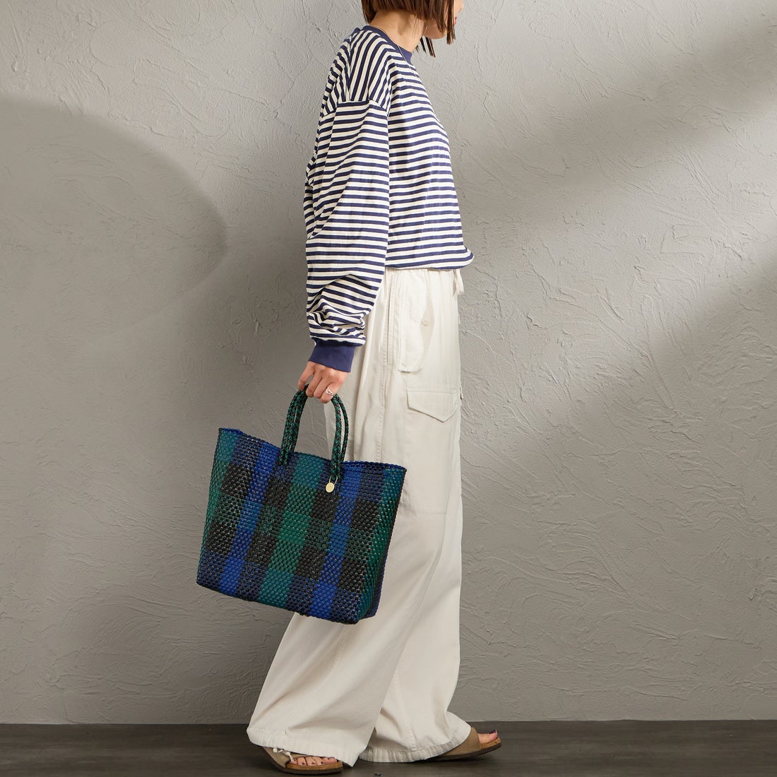 Letra [レトラ] メルカドバッグ (S) 3COLORS CHECK [610721001] BLK/DK GRN