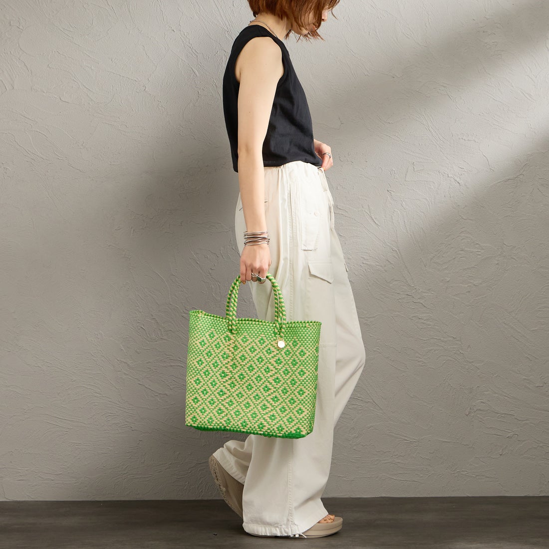 Letra [レトラ] メルカドバッグ (S) ROMBO [610720493] LT GRN/CRM