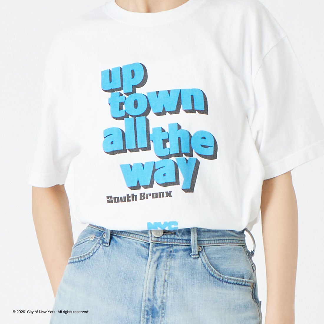 GOOD ROCK SPEED [グッドロックスピード] NYC ショートスリーブTシャツ [26NYC008W] WHITE &&モデル身長：162cm 着用サイズ：F&&