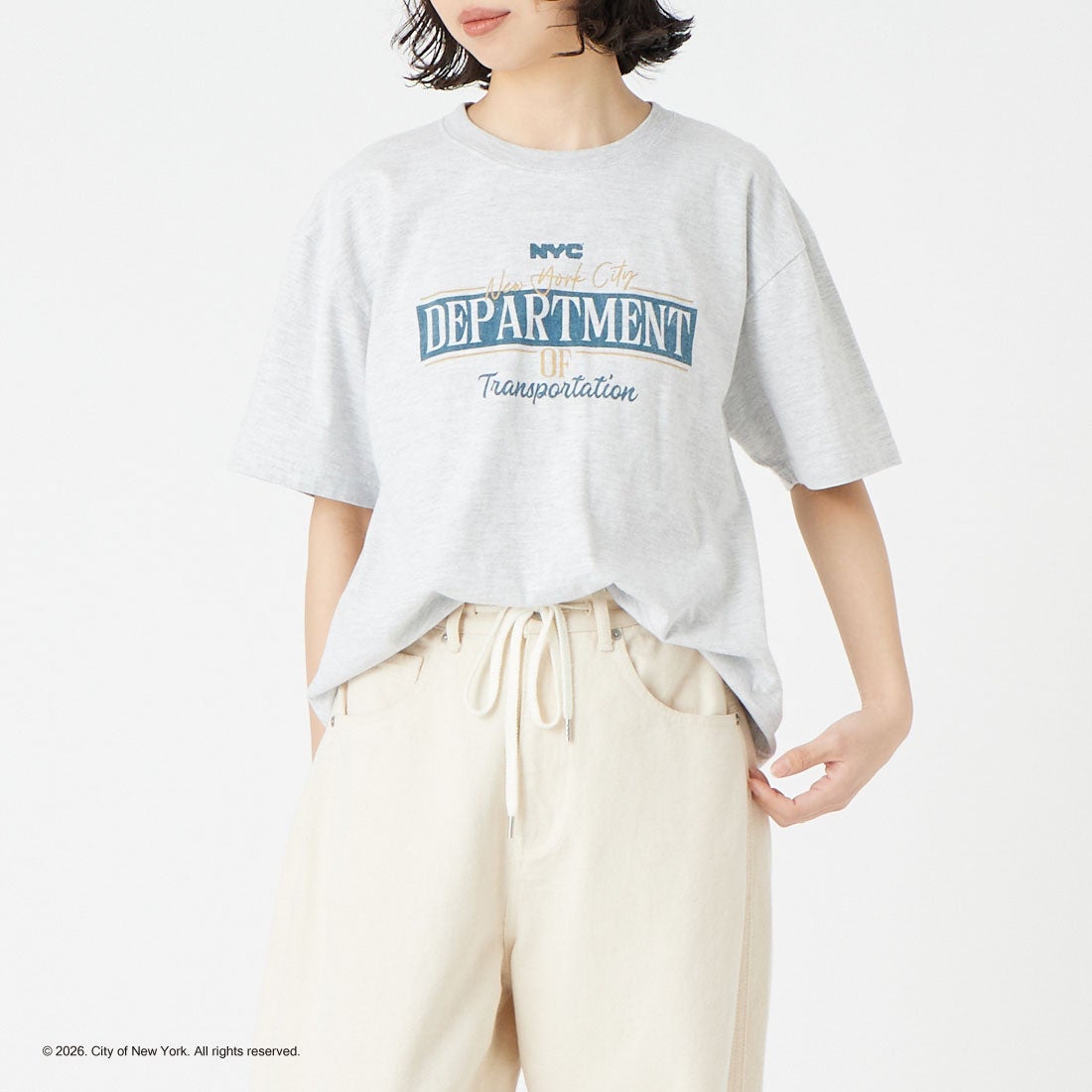 GOOD ROCK SPEED [グッドロックスピード] NYC ショートスリーブTシャツ [26NYC007W] ASH &&モデル身長：162cm 着用サイズ：F&&