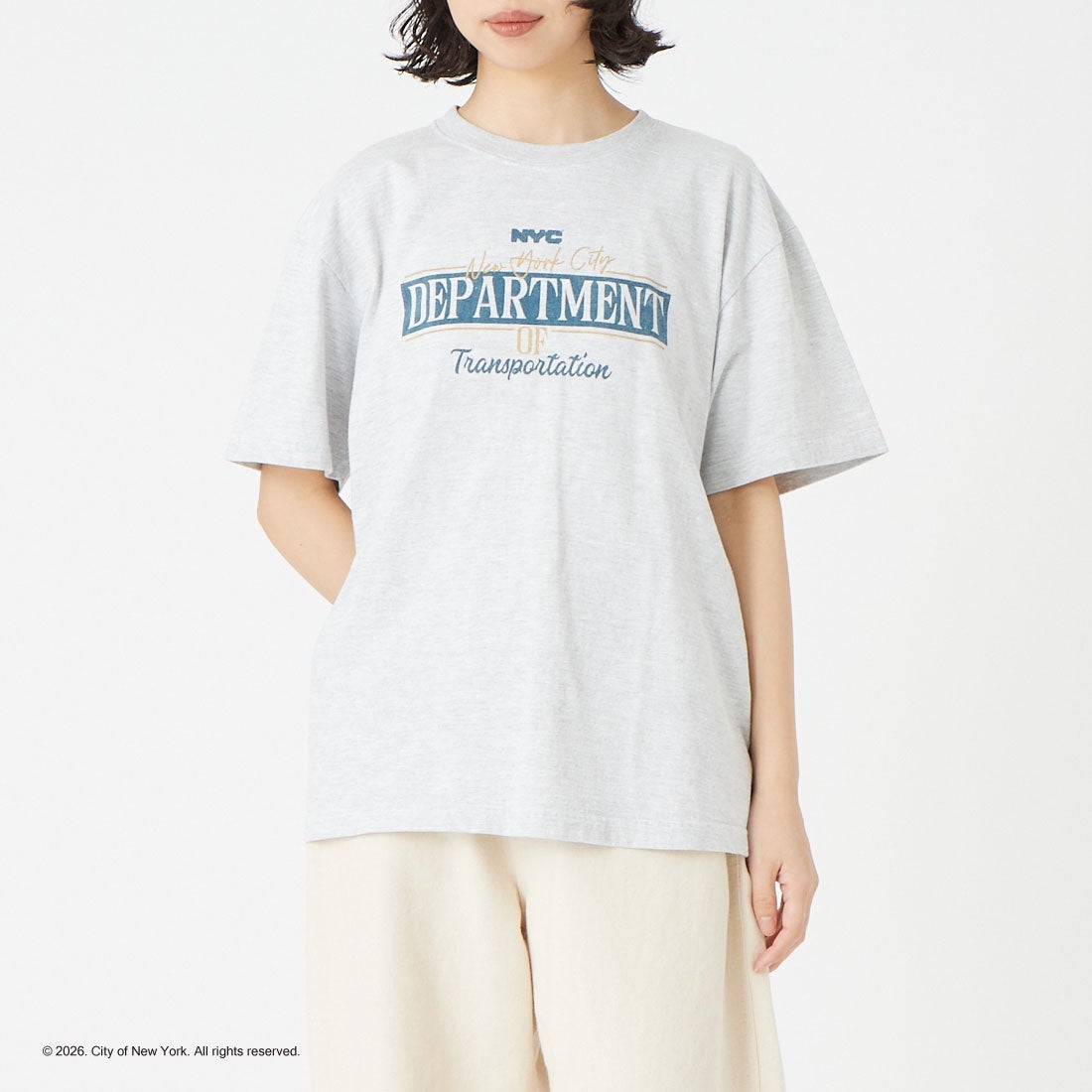 GOOD ROCK SPEED [グッドロックスピード] NYC ショートスリーブTシャツ [26NYC007W] ASH &&モデル身長：162cm 着用サイズ：F&&