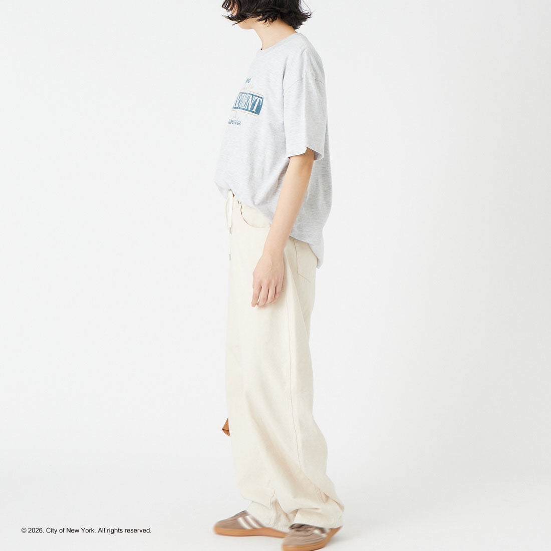 GOOD ROCK SPEED [グッドロックスピード] NYC ショートスリーブTシャツ [26NYC007W] ASH &&モデル身長：162cm 着用サイズ：F&&