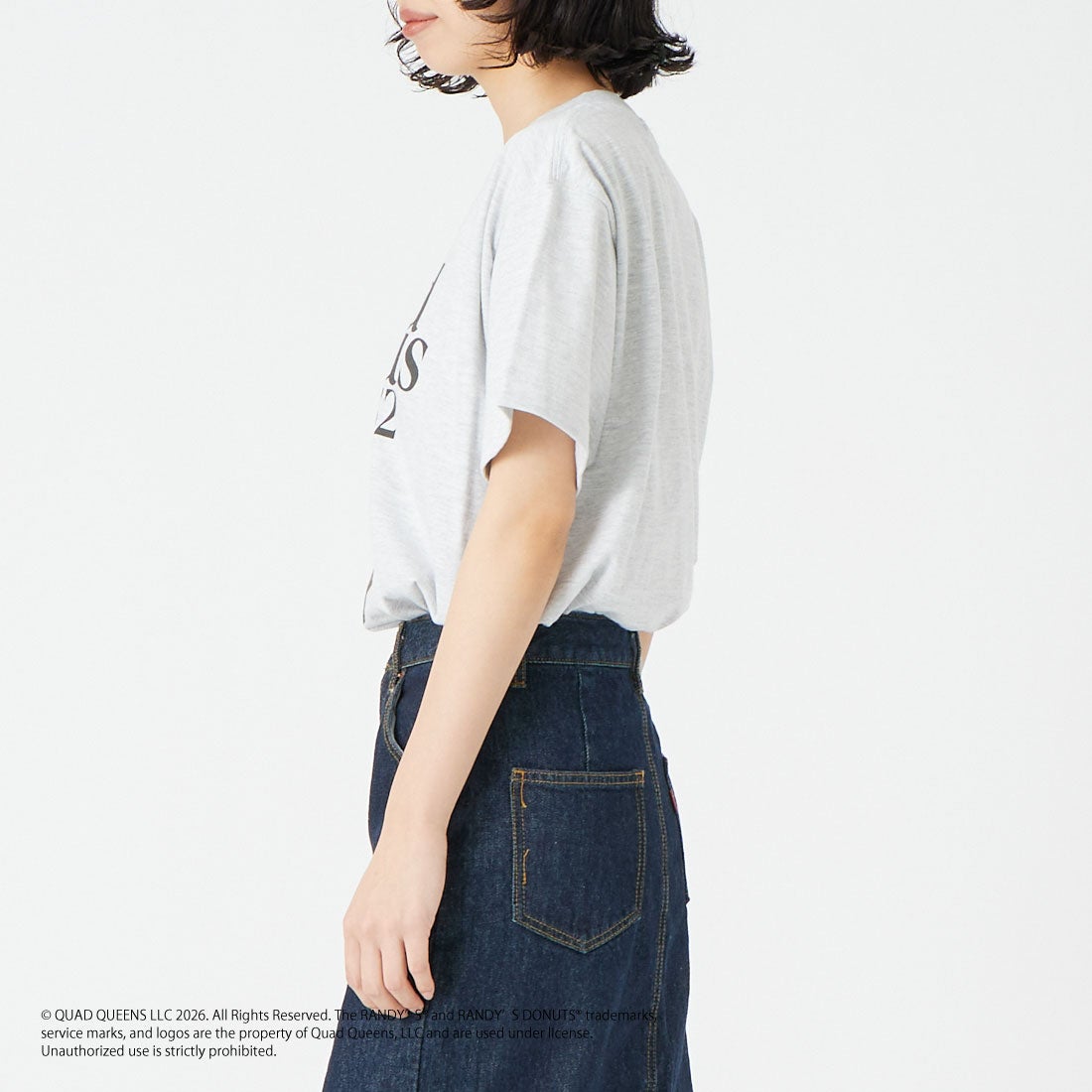 GOOD ROCK SPEED [グッドロックスピード] RANDY'S DONUTS プリントTシャツ [26RDN005W] ASH &&モデル身長：162cm 着用サイズ：F&&