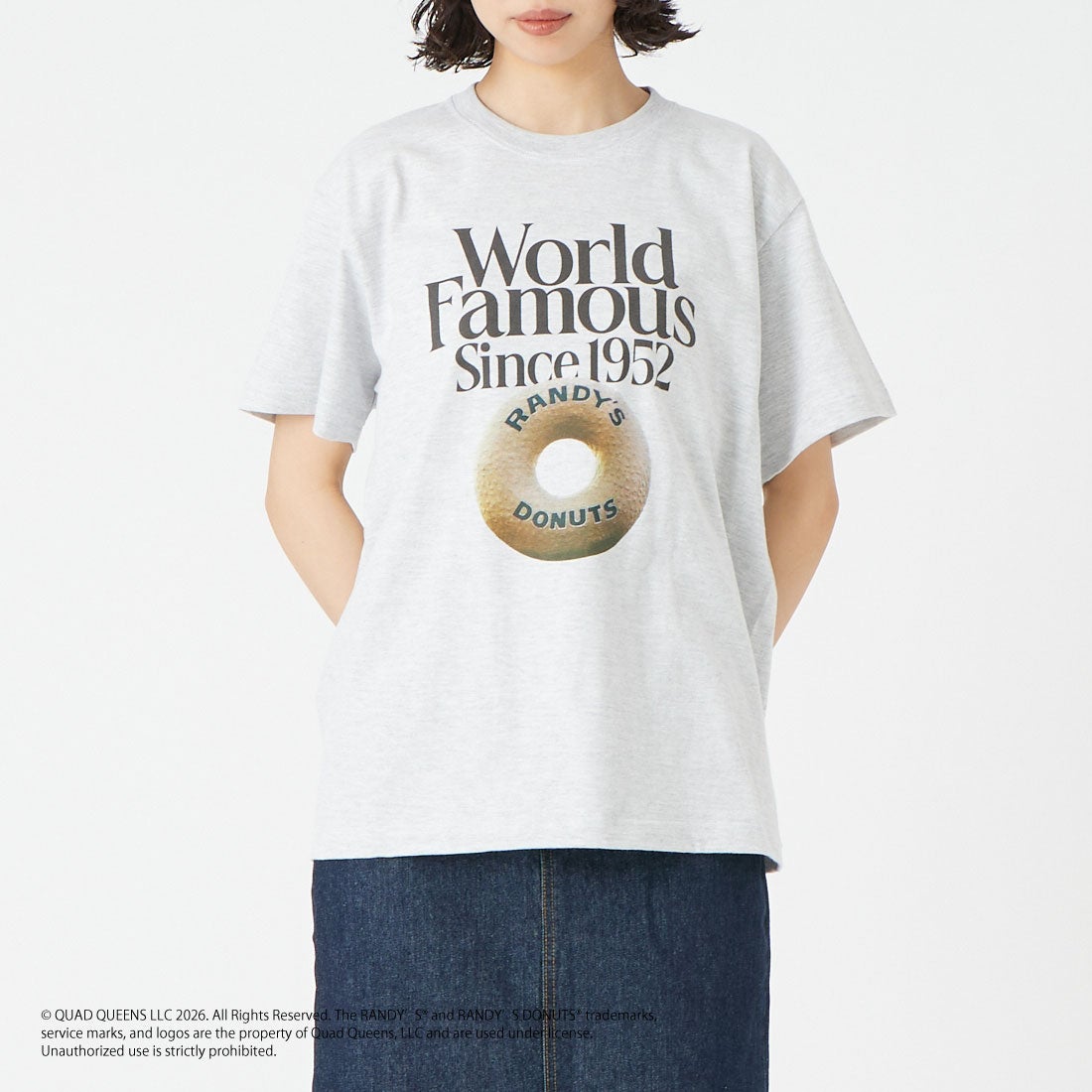 GOOD ROCK SPEED [グッドロックスピード] RANDY'S DONUTS プリントTシャツ [26RDN005W] ASH &&モデル身長：162cm 着用サイズ：F&&