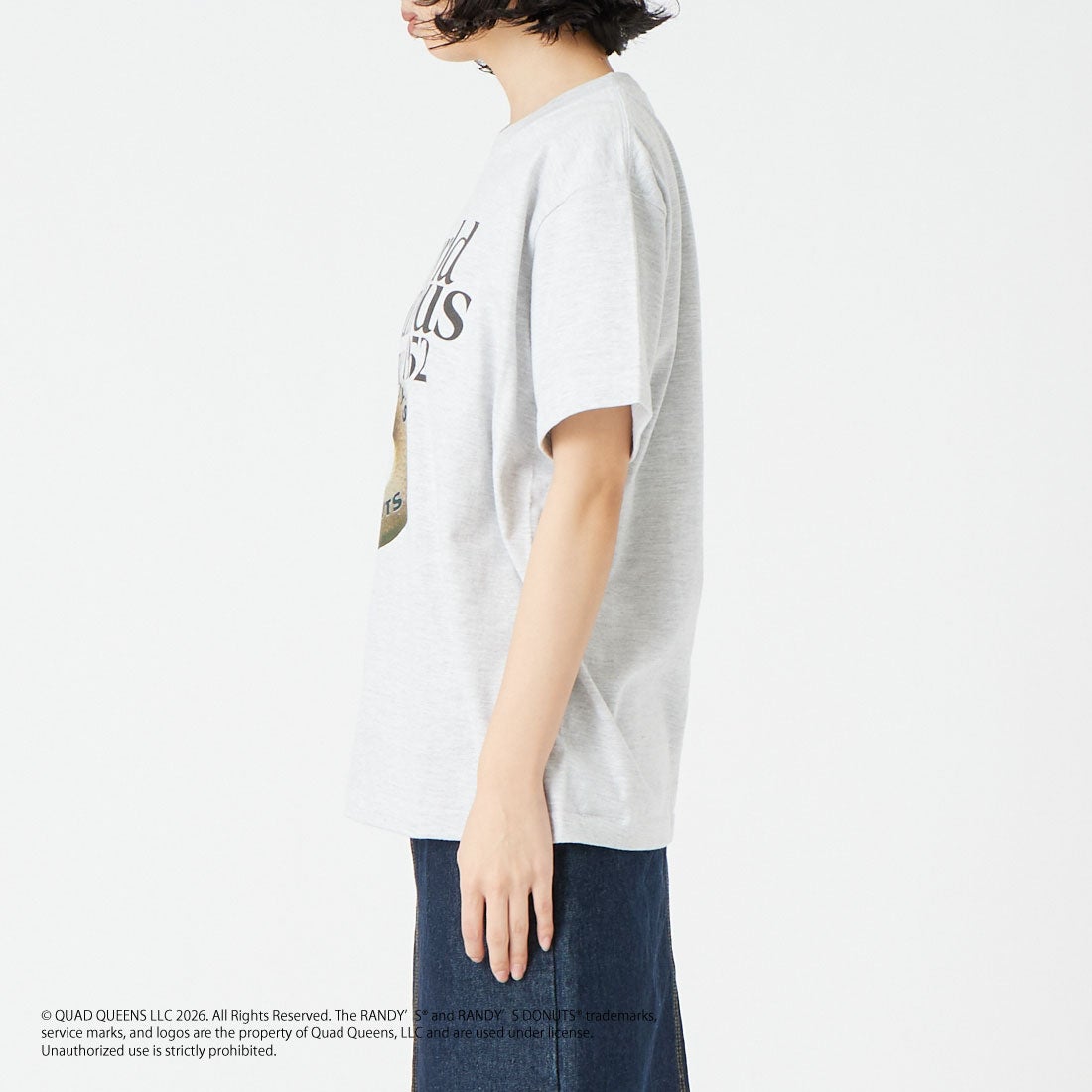 GOOD ROCK SPEED [グッドロックスピード] RANDY'S DONUTS プリントTシャツ [26RDN005W] ASH &&モデル身長：162cm 着用サイズ：F&&