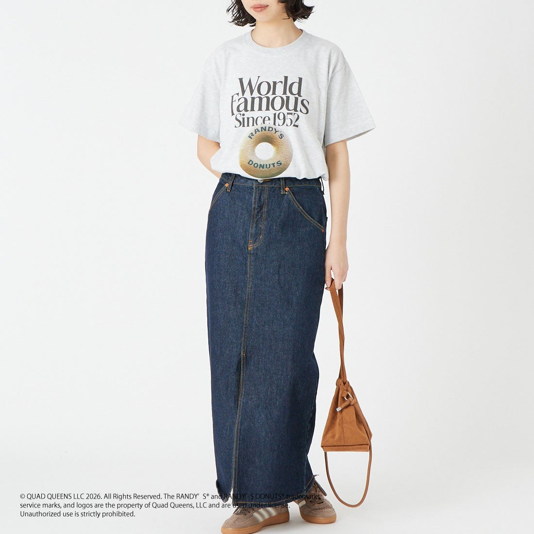 GOOD ROCK SPEED [グッドロックスピード] RANDY'S DONUTS プリントTシャツ [26RDN005W] ASH &&モデル身長：162cm 着用サイズ：F&&