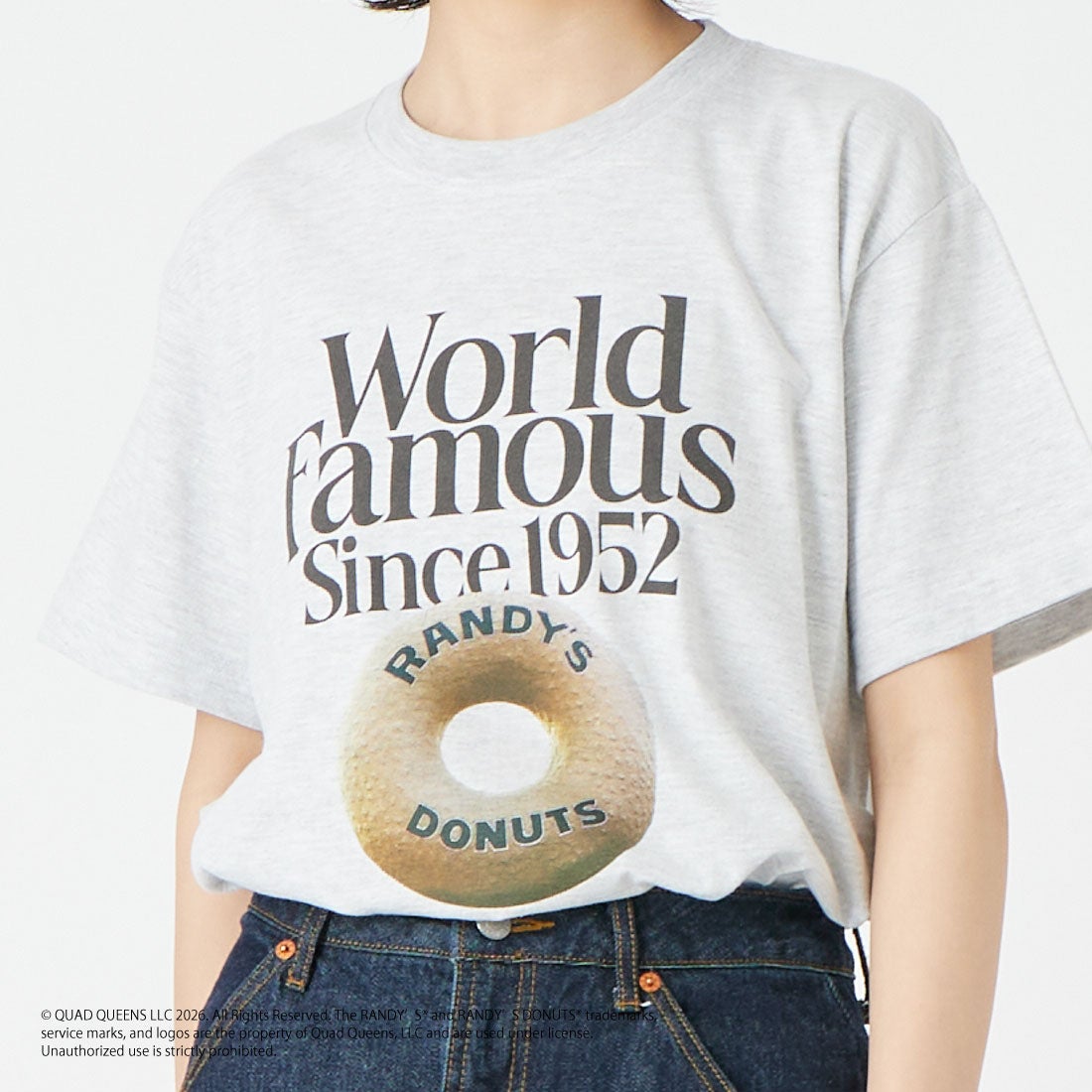 GOOD ROCK SPEED [グッドロックスピード] RANDY'S DONUTS プリントTシャツ [26RDN005W] ASH &&モデル身長：162cm 着用サイズ：F&&