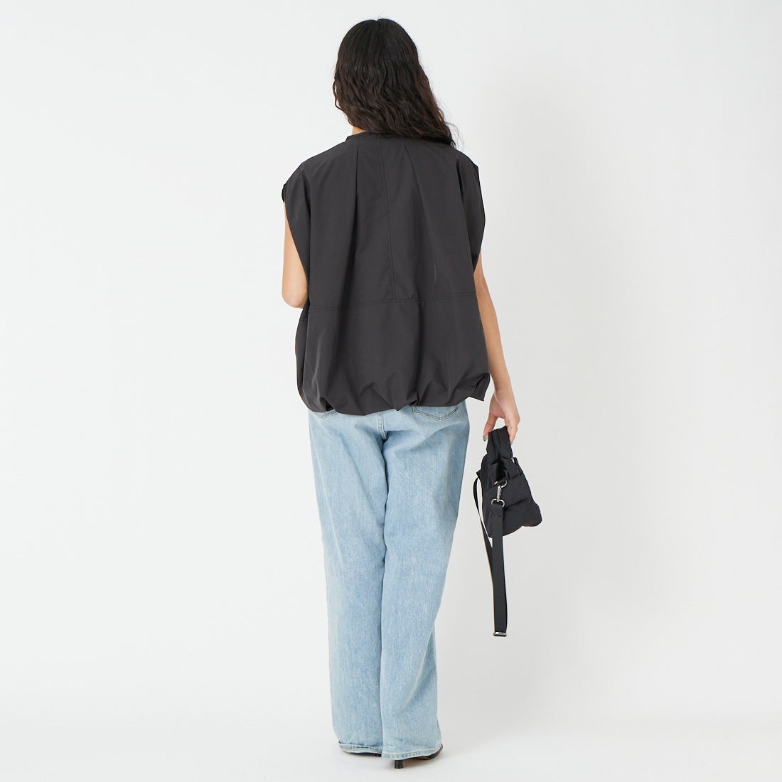 DIGNITE COLLIER [ディニテコリエ] メッシュバルーンジレ [80268707] 004 ﾌﾞﾗｯｸ &&モデル身長：162cm 着用サイズ：F&&