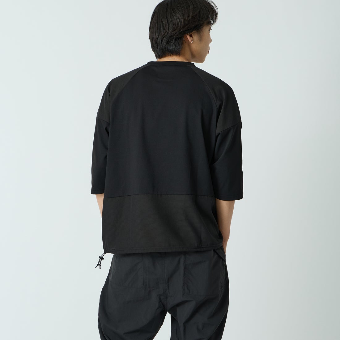+phenix [プラスフェニックス] 別注 エアメッシュコンビ 7分袖Tシャツ [POT-26015IN-JF] BLACK