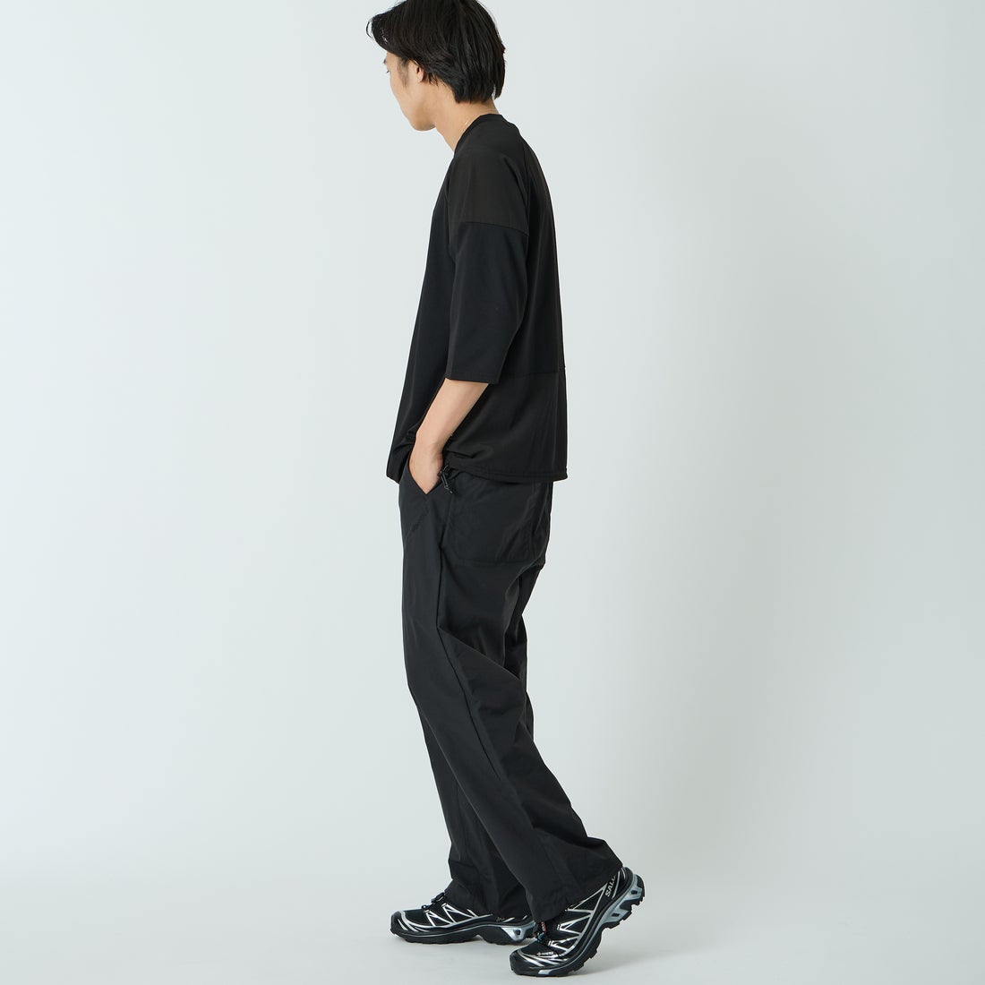 +phenix [プラスフェニックス] 別注 エアメッシュコンビ 7分袖Tシャツ [POT-26015IN-JF] BLACK