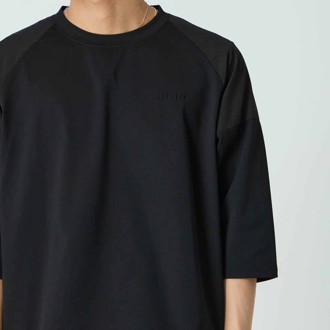 +phenix [プラスフェニックス] 別注 エアメッシュコンビ 7分袖Tシャツ [POT-26015IN-JF] BLACK