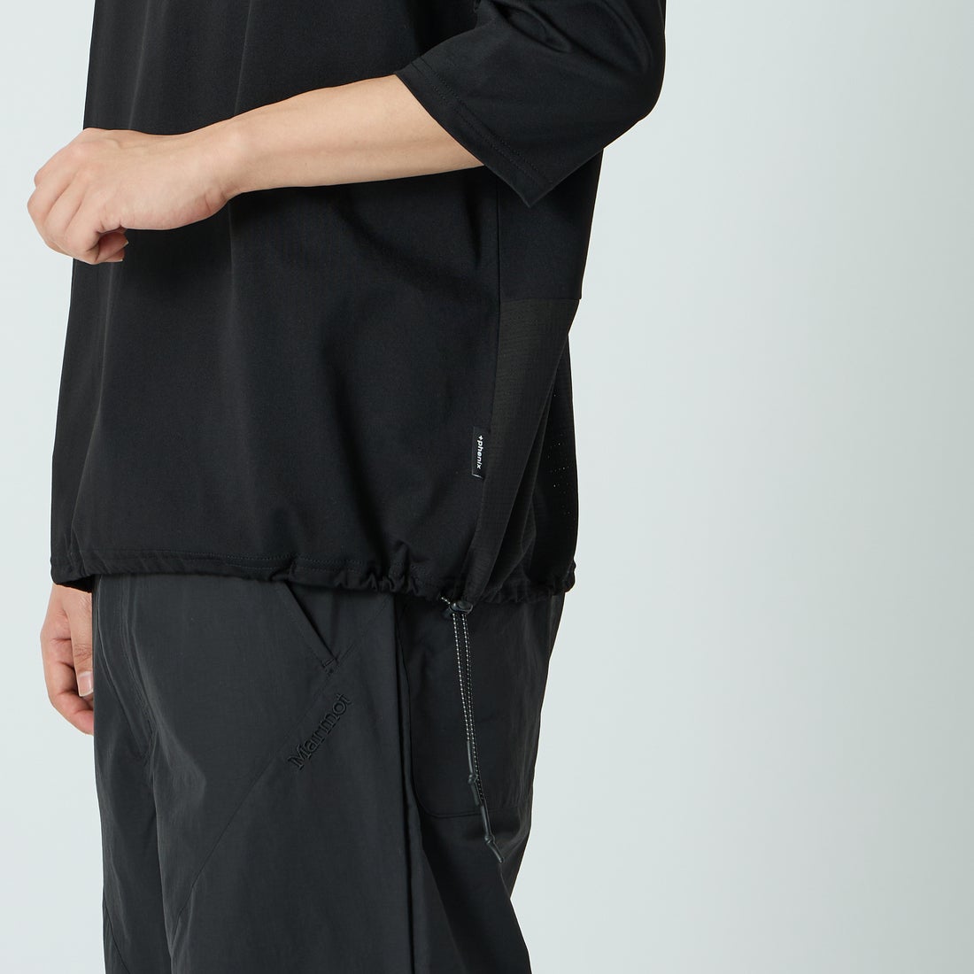 +phenix [プラスフェニックス] 別注 エアメッシュコンビ 7分袖Tシャツ [POT-26015IN-JF] BLACK