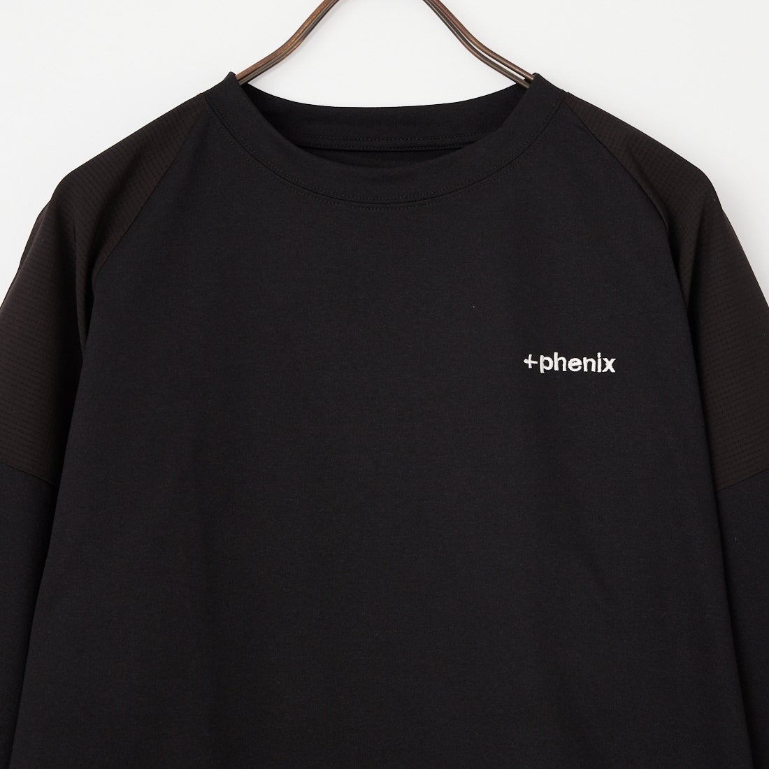 +phenix [プラスフェニックス] 別注 エアメッシュコンビ 7分袖Tシャツ [POT-26015IN-JF] BLACK