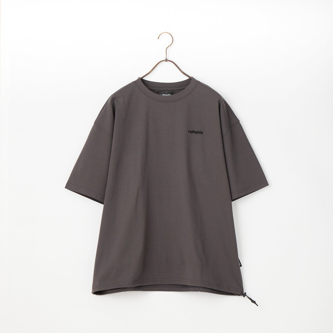 +phenix [プラスフェニックス] 別注 ワンポイント刺繍ロゴ ドローコードTシャツ [POT-26013IN-JF] CHARCOAL
