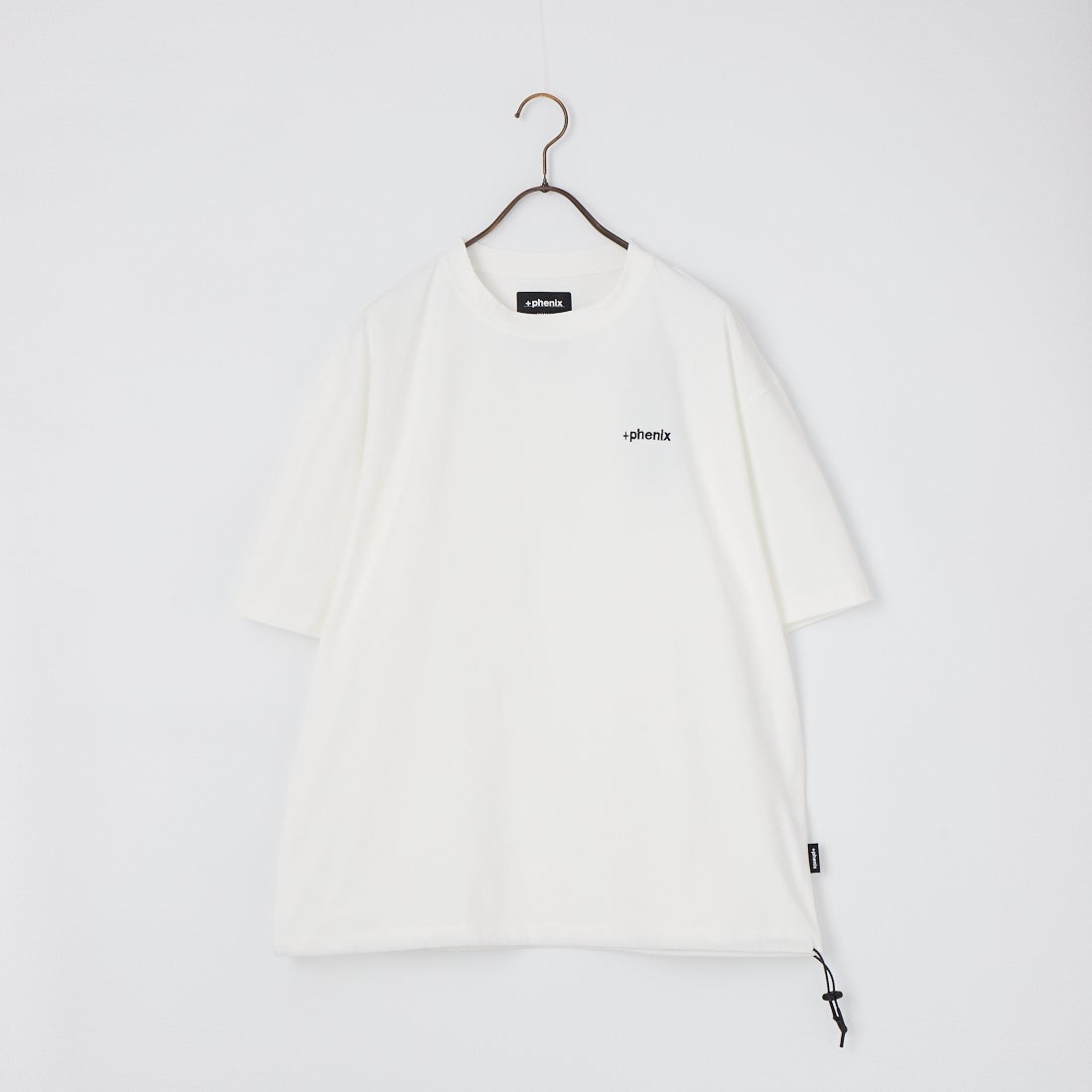 +phenix [プラスフェニックス] 別注 ワンポイント刺繍ロゴ ドローコードTシャツ [POT-26013IN-JF] WHITE