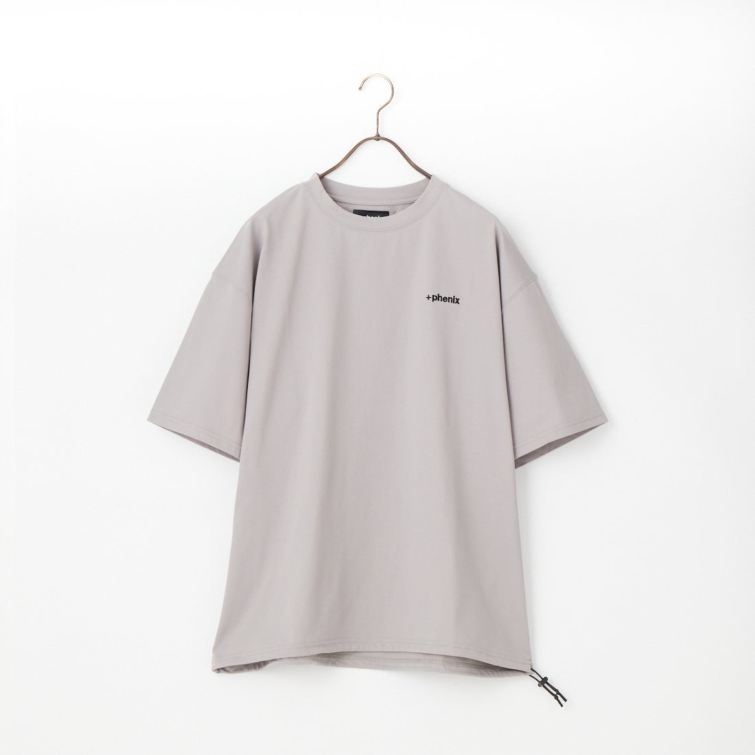 +phenix [プラスフェニックス] 別注 ワンポイント刺繍ロゴ ドローコードTシャツ [POT-26013IN-JF] GREY