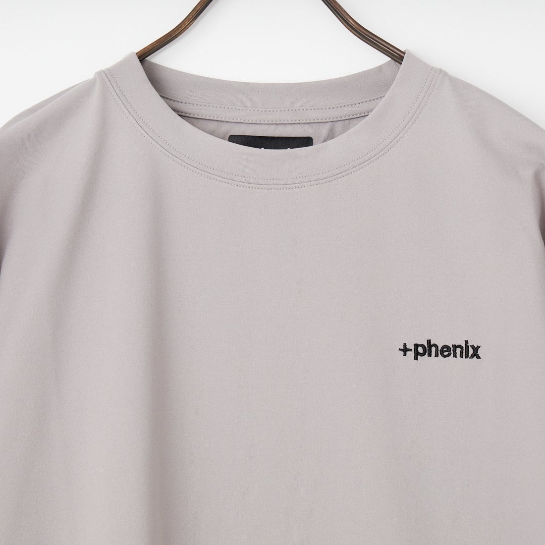 +phenix [プラスフェニックス] 別注 ワンポイント刺繍ロゴ ドローコードTシャツ [POT-26013IN-JF] GREY